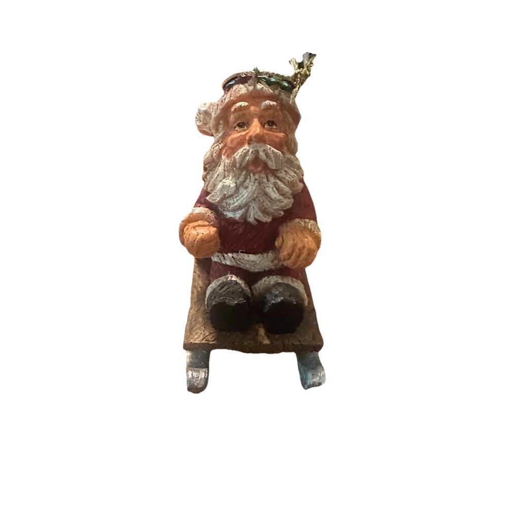 Vintage Santa Claus Resin Figure Christmas Ornament Hand-Painted